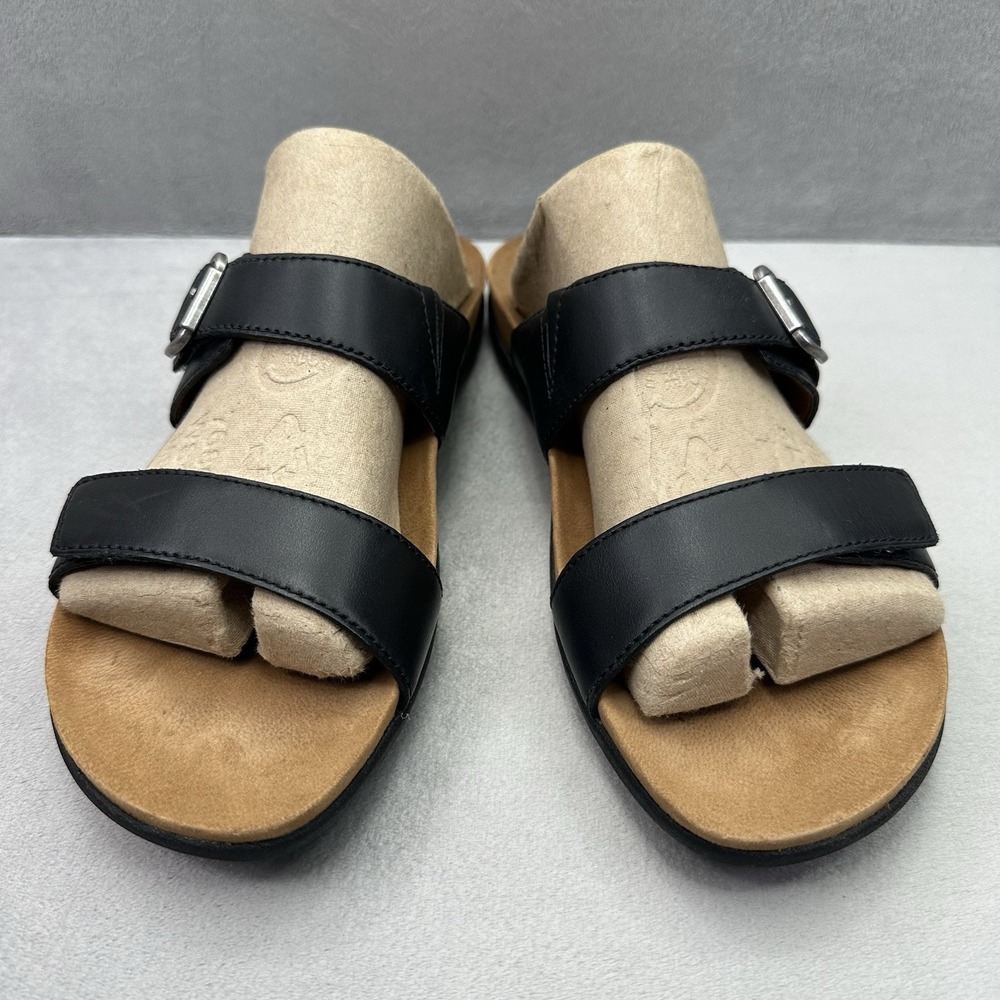 Womens 8.5-9 / EU 39 Dansko Justine Slide Sandals Black Calf Leather Buckle - Picture 2 of 8